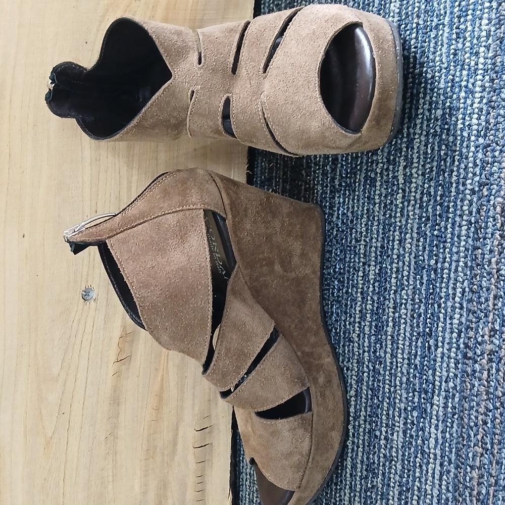 Cordani Electra Made In Italy Suede Leather Wedge Sandals Size 38 Or 8 - Picture 3 of 6